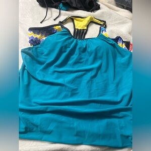 Two-Piece Blue and Grey Swimsuit